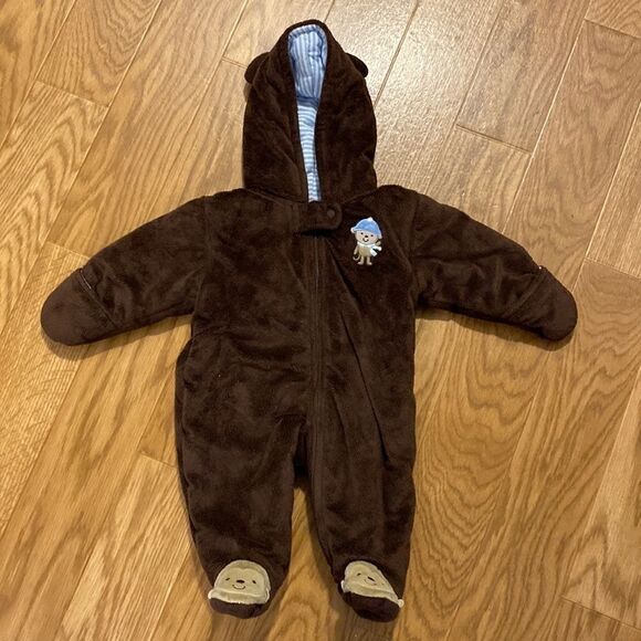 Baby Just One You by  Carter's Fleece Brown Bear Pram Snuggle Suit (3 Months) - Picture 1 of 10